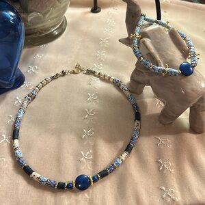 Heishi Dark blues necklace & bracelet